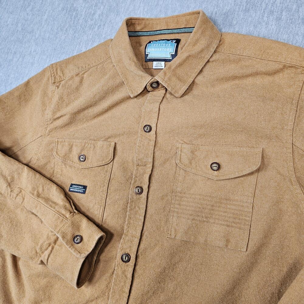 Vissla Shirt Mens L Brown Flannel Button Up Long Sleeve Eco Creators Organic